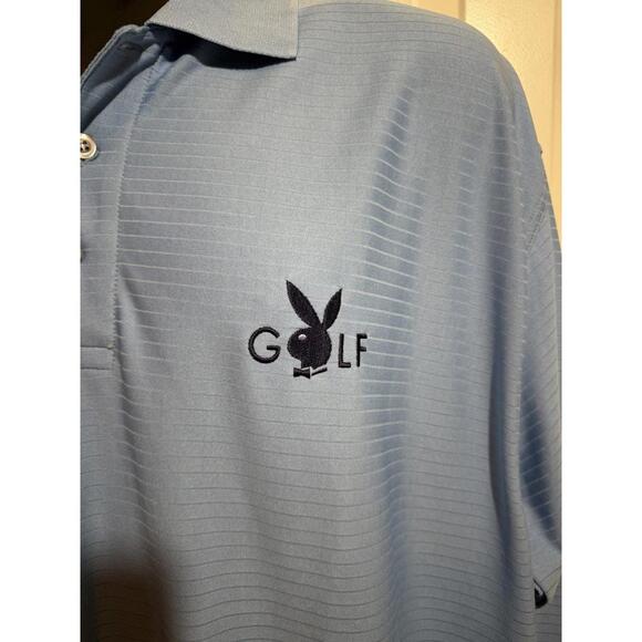 Playboy Golf Long Sleeve Polo Shirt Mens Size 2XL Blue Elastic On Sleeves & Hem - Picture 2 of 10